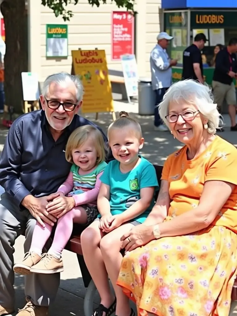 A heartwarming image of seniors and children interacting during a Ludobus event, highlighting the value of intergenerational connections.