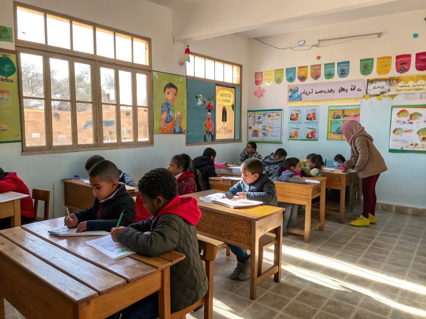 A photo capturing children participating in an educational workshop, emphasizing the learning and development aspects of ASSOCIATION LUDOBUS's educational programs.